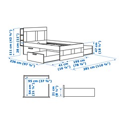 Measurement Illustration - BRIMNES bedroom furniture, set of 2