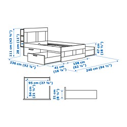 Measurement Illustration - BRIMNES bed Queen with headboard