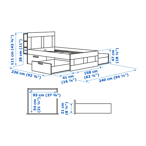 BRIMNES, bed Queen with headboard. 9 of 9 open dialog
