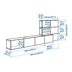Measurement Illustration - BESTÅ media storage combination