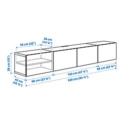 Ilustración de medidas - BESTÅ mueble para TV+puertas
