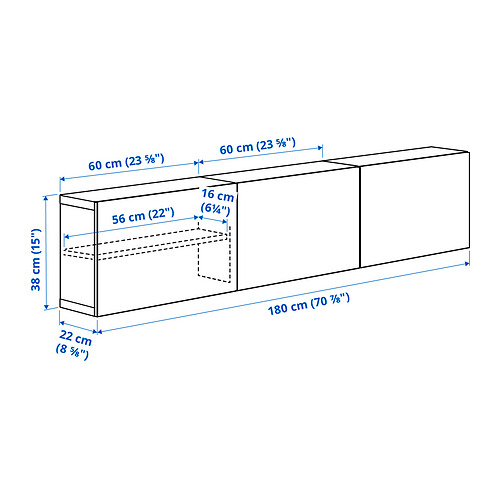 Measurement Illustration - BESTÅ wall-mounted cabinet combination