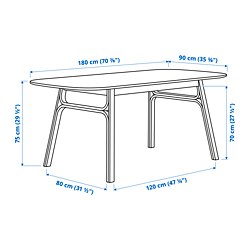 Measurement Illustration - VOXLÖV/ODGER table and 4 chairs