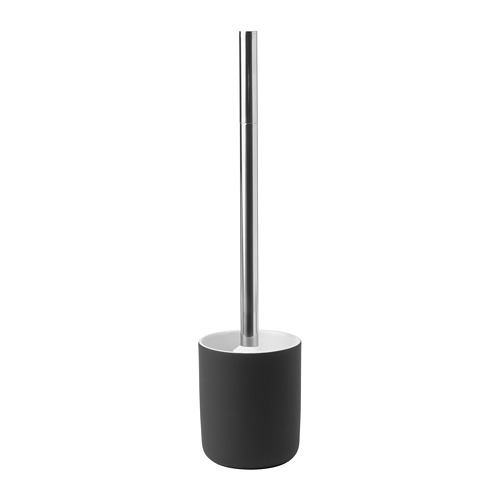 Escobilla de baño EKOLN negra, diseño moderno, mango de acero inoxidable, materiales reciclados.