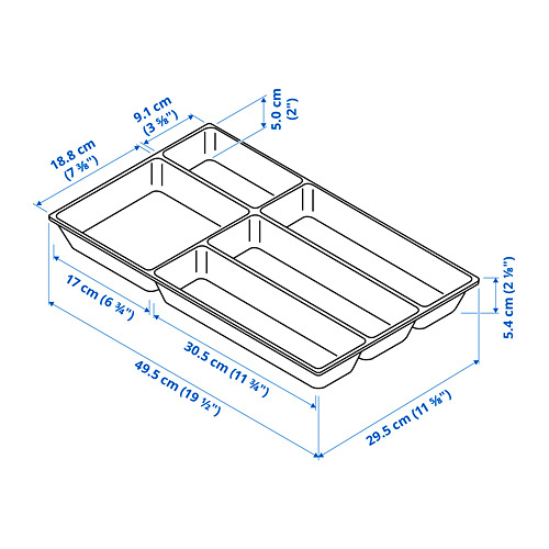 Measurement Illustration - UPPDATERA flatware tray