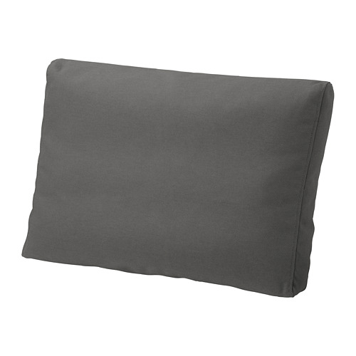 Almohada de exterior rectangular de color gris oscuro con detalle de cremallera.
