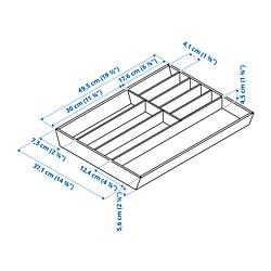 Measurement Illustration - UPPDATERA flatware tray