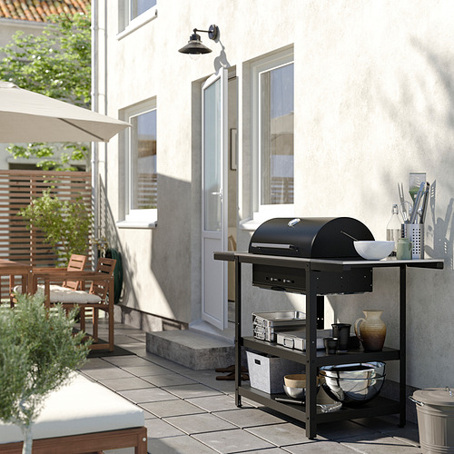 GRILLSKÄR, charcoal grill with 2 side tables. 2 of 4 open dialog