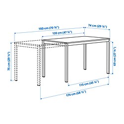 Ilustración de medidas - VIHALS mesa extensible