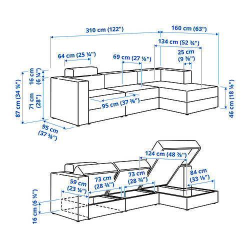 JÄTTEBO, sofá modular 4 plazas+chaise longue. 15 de 15 abrir diálogo