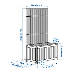 Ilustración de medidas - NÄMMARÖ caja almacenaje y pantalla de privacidad, exterior