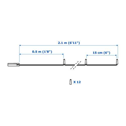 Measurement Illustration - LEDFYR LED string light with 12 lights