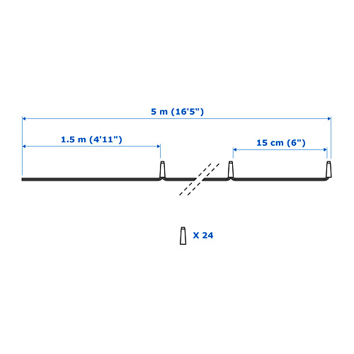 Measurement Illustration - LEDFYR LED string light with 24 lights