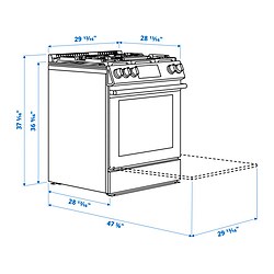 Ilustración de medidas - SNESSLINGE horno+estufa de gas