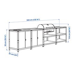 Measurement Illustration - GRILLSKÄR kitchen sink unit/charcoal barbacue, outdoor
