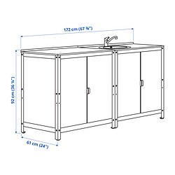 Measurement Illustration - GRILLSKÄR kitchen sink unit/cabinet, outdoor