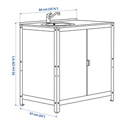 Measurement Illustration - GRILLSKÄR kitchen sink unit/cabinet, outdoor