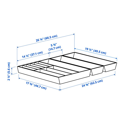 Measurement Illustration - UPPDATERA flatware tray/2 utensil trays