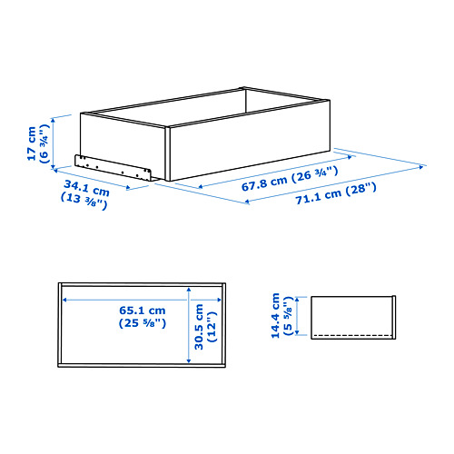 Measurement Illustration - KOMPLEMENT drawer with framed front