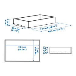 Measurement Illustration - KOMPLEMENT drawer with framed front