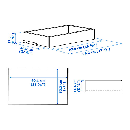 Measurement Illustration - KOMPLEMENT drawer with framed front