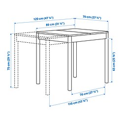 Measurement Illustration - TONSTAD/VIHALS table and 2 chairs
