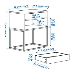 Measurement Illustration - VIKHAMMER nightstand