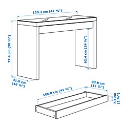 Ilustración de medidas - MALM tocador