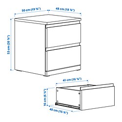 Measurement Illustration - STORKLINTA nightstand