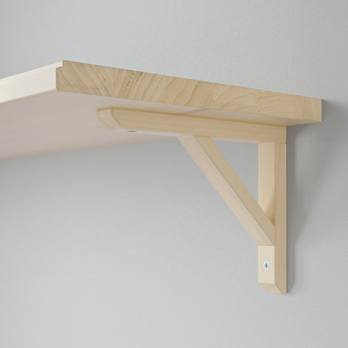 Estante de madera ligera montado en la pared, que muestra una artesanía de calidad con bordes lisos y biselados y un soporte resistente.