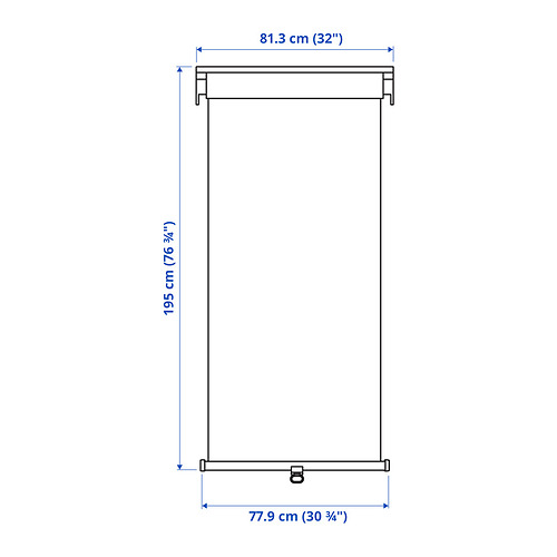 Measurement Illustration - TRETUR blackout roller blind