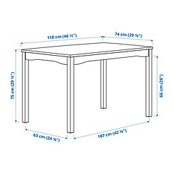 Measurement Illustration - HÄGERNÄS dining table and 4 chairs