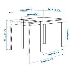 Ilustración de medidas - VIHALS mesa extensible
