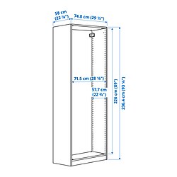 Ilustración de medidas - PAX armazón almacenaje de pared+riel