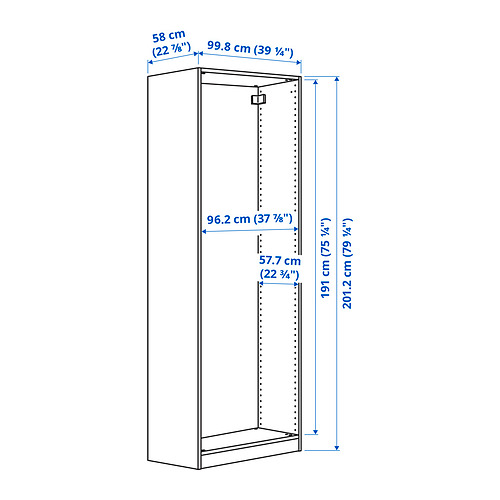 PAX, wall-mounted storage frame w rail. 5 of 5 open dialog
