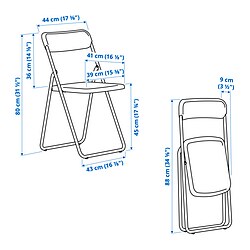 Ilustración de medidas - VIHALS silla plegable