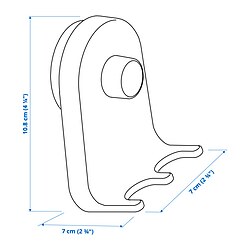 Ilustración de medidas - ÖBONÄS gancho triple+ventosa
