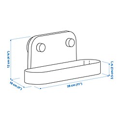 Ilustración de medidas - ÖBONÄS estante de pared+ventosa