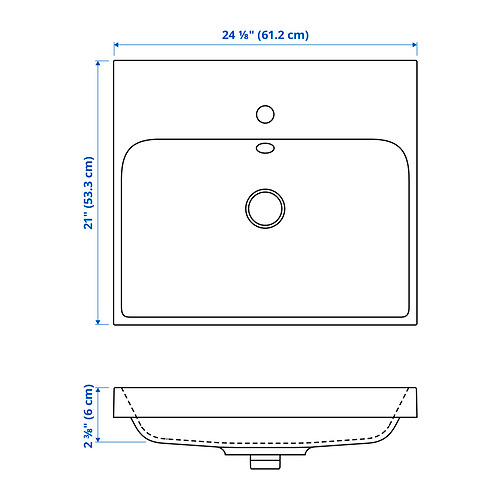 Measurement Illustration - BACKSJÖN sink