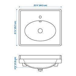 Measurement Illustration - RUTSJÖN sink with water trap