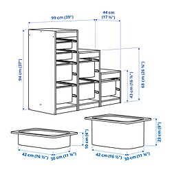 Measurement Illustration - TROFAST storage combination with boxes