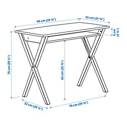 Measurement Illustration - BOLLPOJKE/BLECKBERGET desk and chair