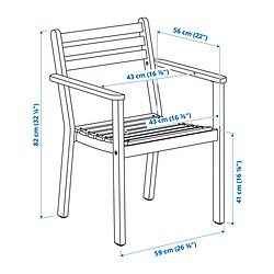 Measurement Illustration - ASKHOLMEN outdoor armchair 