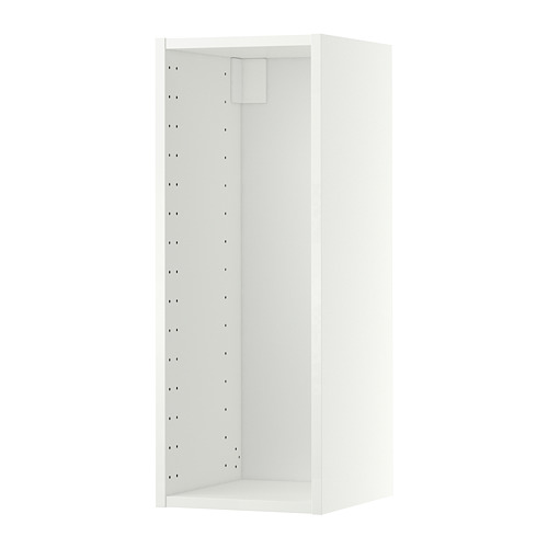White ikea METOD kitchen cabinet. Tall, sleek, fiberboard & particleboard, maximizes wall space.