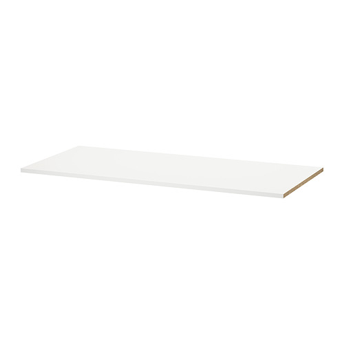 Una estantería blanca de UTRUSTA. Es rectangular, está hecho de melamina y está diseñado para armarios de esquina.