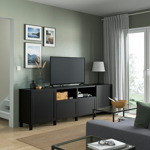 BESTÅ, TV bench with drawer runner, push-open. 3 of 8 open dialog