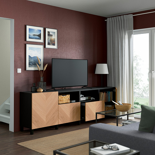 BESTÅ, TV bench with drawer runner, soft-closing. 2 of 8 open dialog