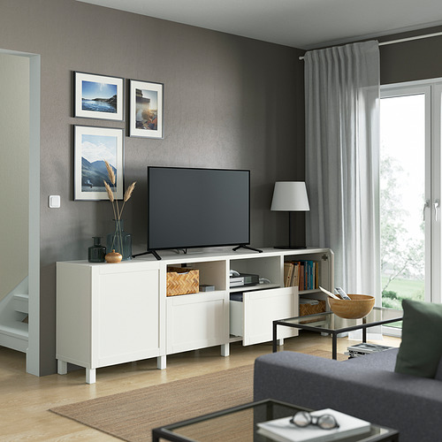 BESTÅ, TV bench with drawer runner, soft-closing. 2 of 8 open dialog