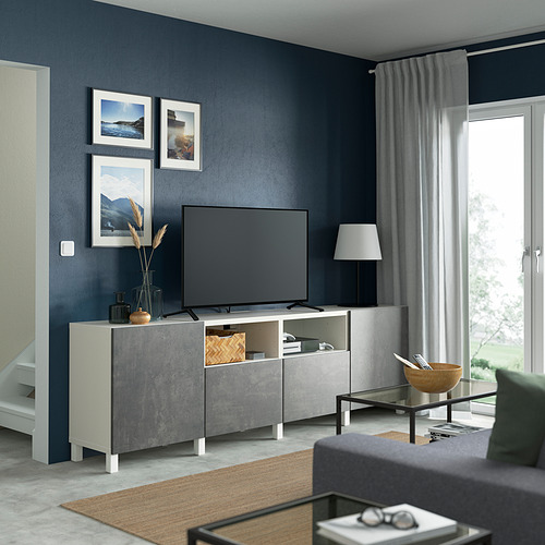 BESTÅ, TV bench with drawer runner, soft-closing. 3 of 8 open dialog