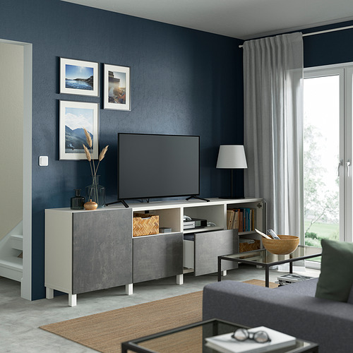 BESTÅ, TV bench with drawer runner, soft-closing. 2 of 8 open dialog